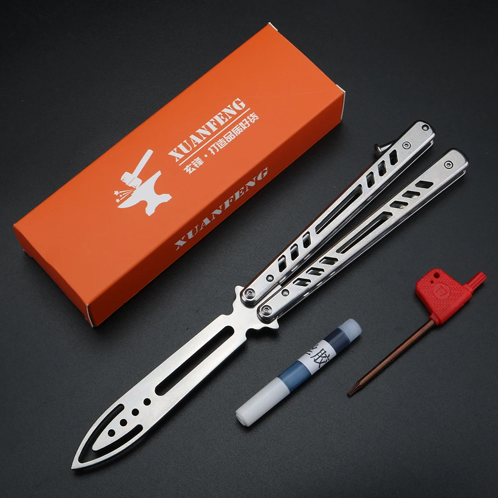 PortableFoldingButterflyKnifeCSGOBalisongTrainerStainlessSteel