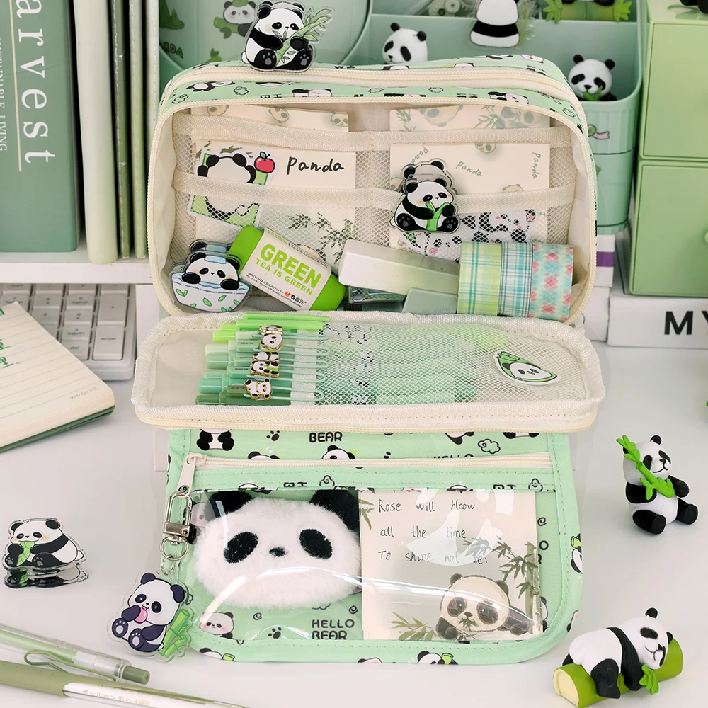 9-Layer Pencil Bag Creative Capybara/Panda Pen Bag Large Capacity Pencil Case Dirt-proof Stationery Organizer School Office 4