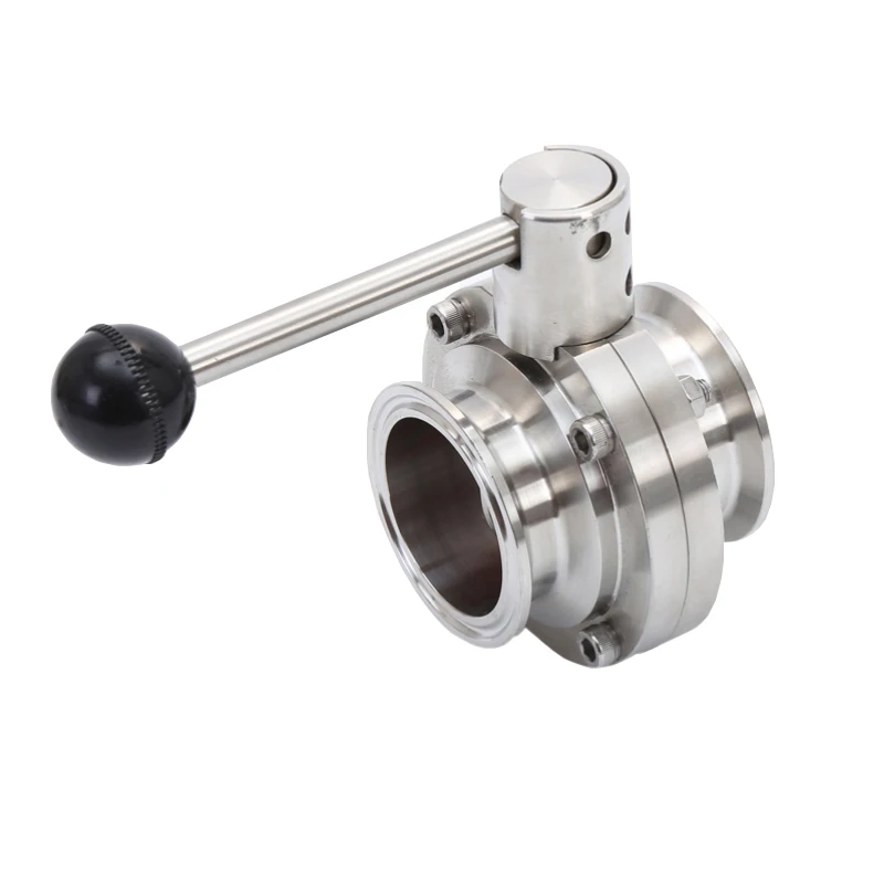 3/4 "1" 1-1/4 "1-1/2" 2 "3'' สแตนเลส SS304 สุขาภิบาล Tri Clamp วาล์วผีเสื้อสําหรับผลิตภัณฑ์นม Homebrewed เบียร์ 1