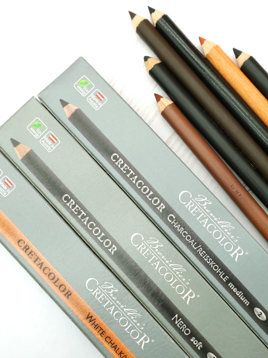 Austria CRETACOLOR Drawing Charcoal Pencil Carbon Lead Soft Medium Hard Red Brown Oily Dry Art Supplies Drawing Pencils