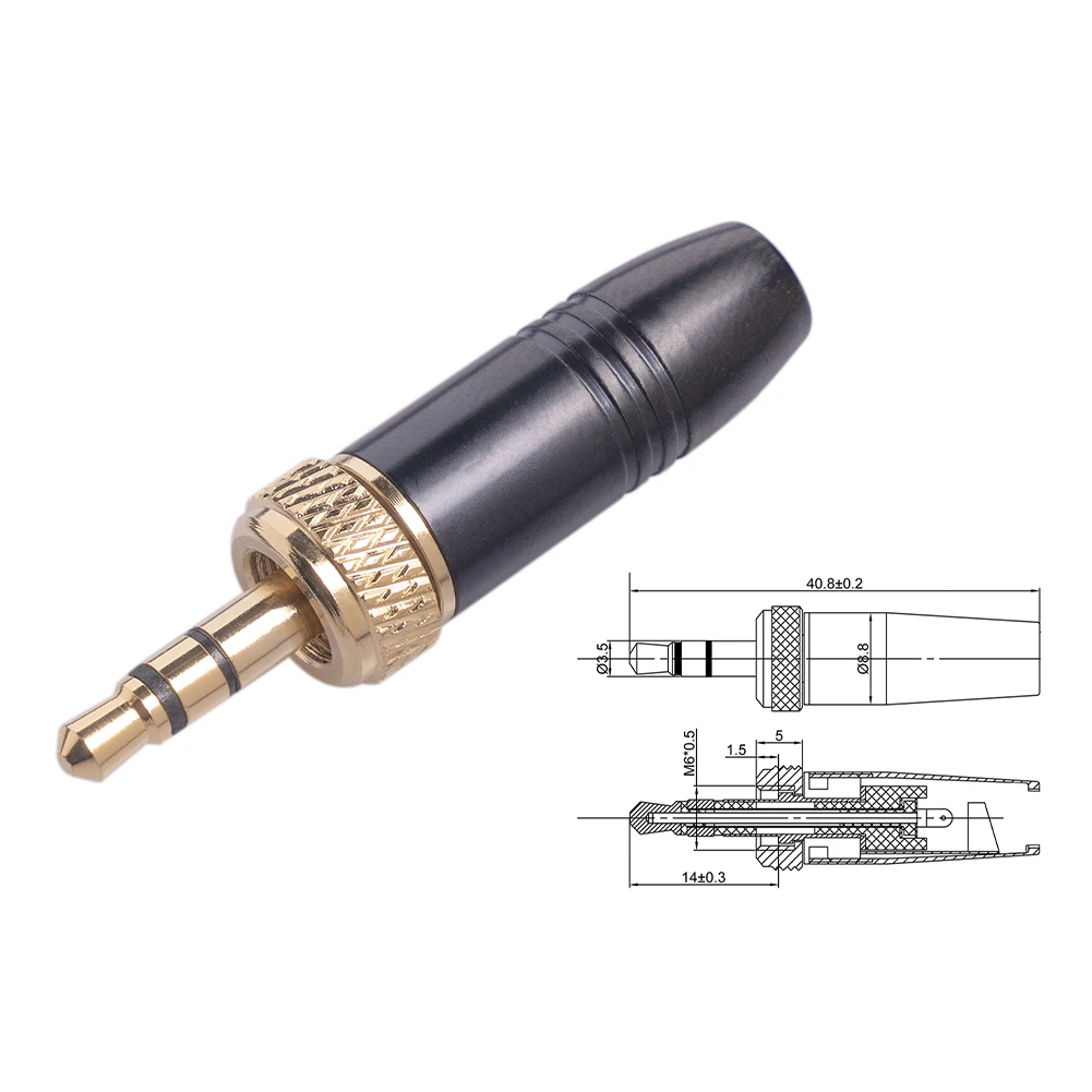 Audio Connector 3.5mm Male Stereo Mini Jack Plug Headphone Audio Solder Connector Replacement Parts for Sennheiser Wireless Microphone Cable
