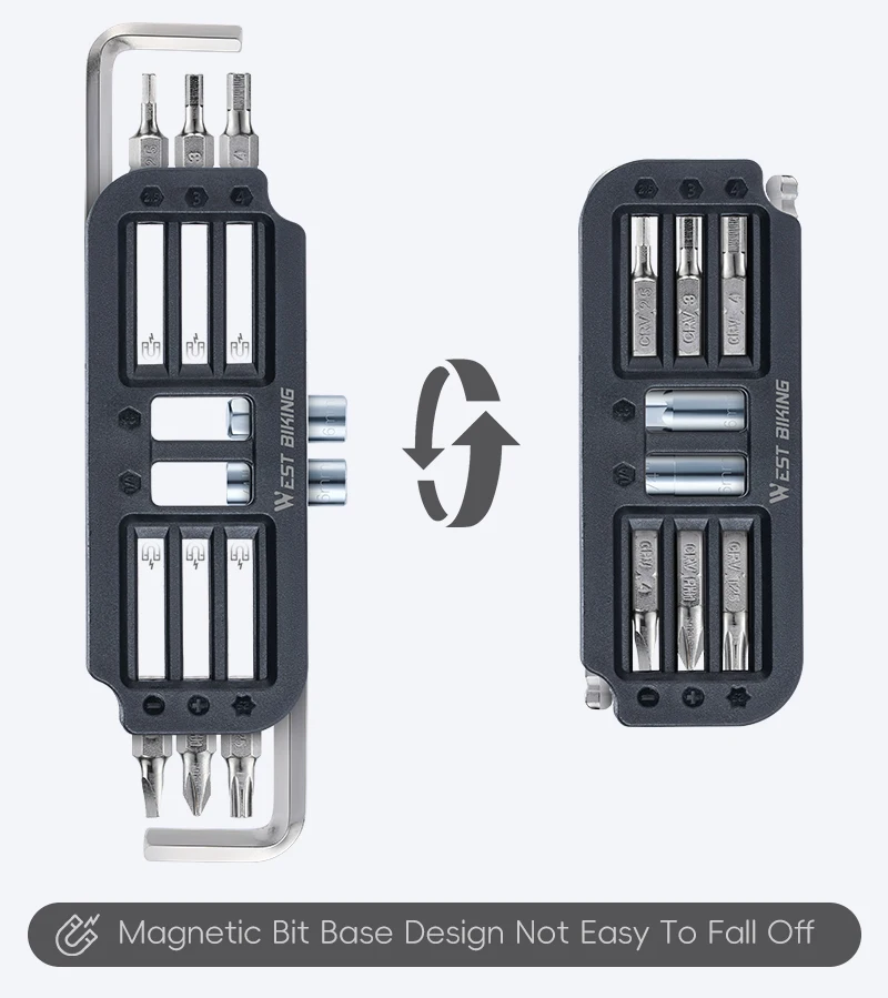 WEST BIKING 10-in-1 Multifunktions-Fahrradwerkzeug-Set CRV-Stahl Magnetischer Schraubenschlüssel Inbusschlüssel-Set Leichtgewichtige Fahrrad-Reparaturwerkzeuge – Detail 5