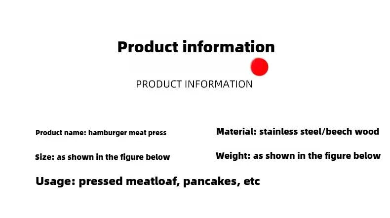 Description Picture 3 of itemStainless Steel Smash Burger Press Hamburger Patties Meat Masher Circular Meat Press Mold for Deli Meats Kitchen Accessories