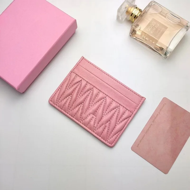 

Fashionable Sheepskin Card Holder for Document Storage Multiple Card Slots Ultra-thin Mini Portable Pleated Muca Bag Card Holder