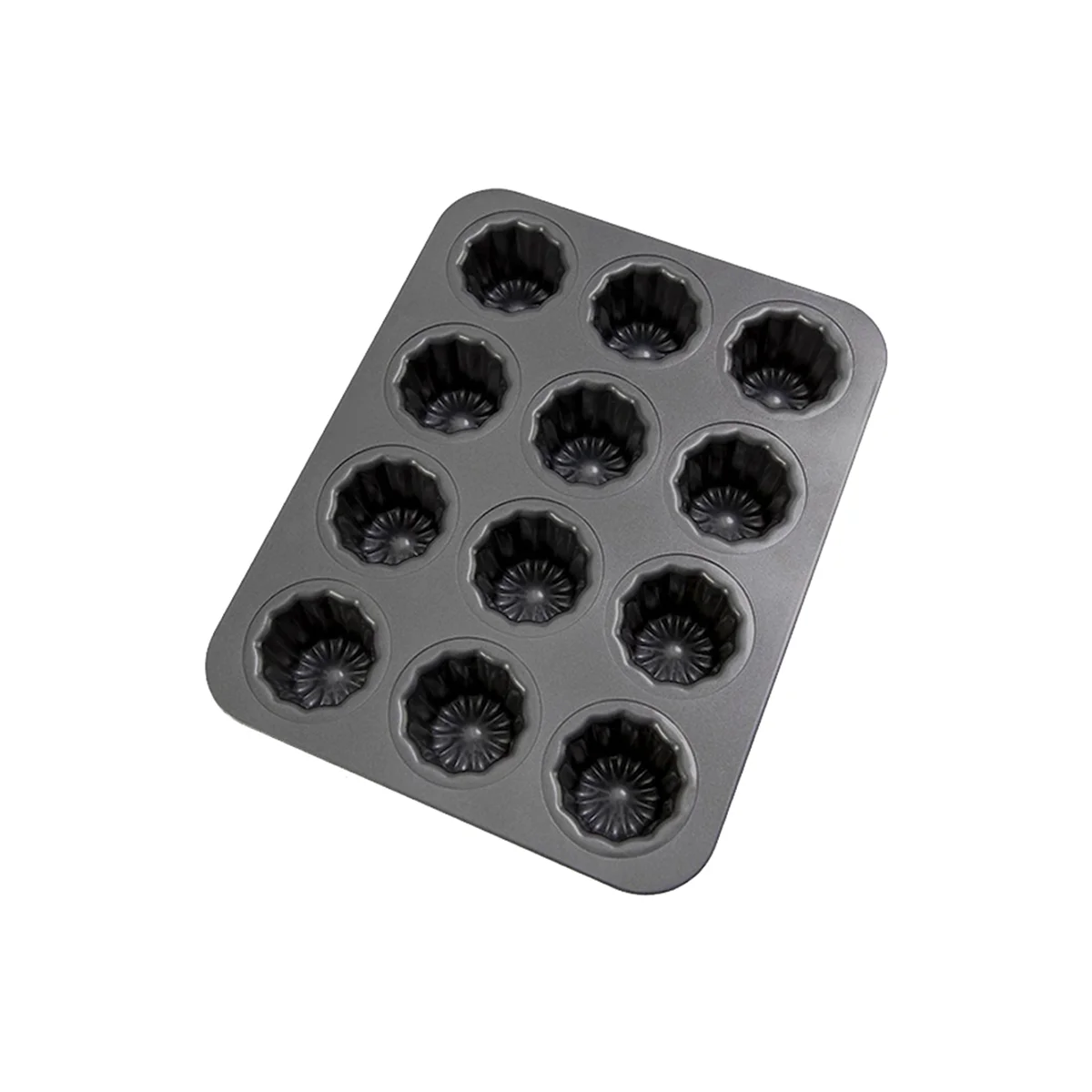 

12-Cavity Canele Mold Cake Pan Non-Stick Canele Muffin Bakeware Cupcake Pan for Oven Baking Pudding Molds
