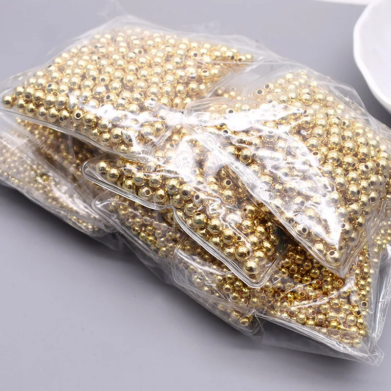 

3mm 4mm 100pcs 6mm 30pcs Round Metal Beads Metal Copper Smooth Ball Loose beads for Jewelry Making DIY Bracelet Accessories