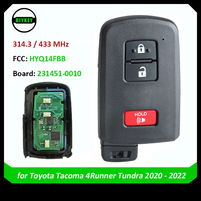 Toyotaタコマ4ランナーTundra 2020 2021 2022用diykeyスマートキーなし 