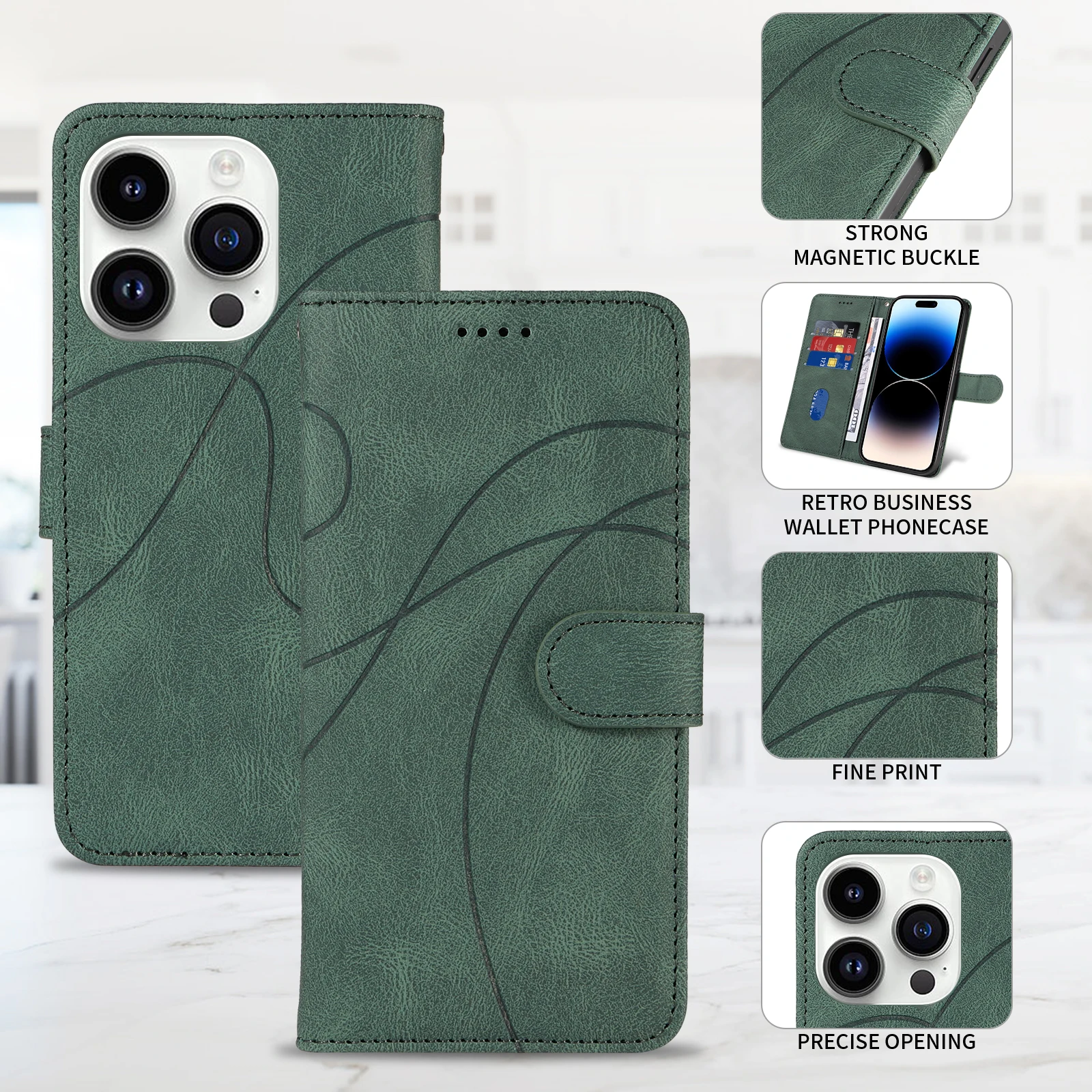 Deluxe Leather Magnetic Flip Wallet Phone Case with Card Slot