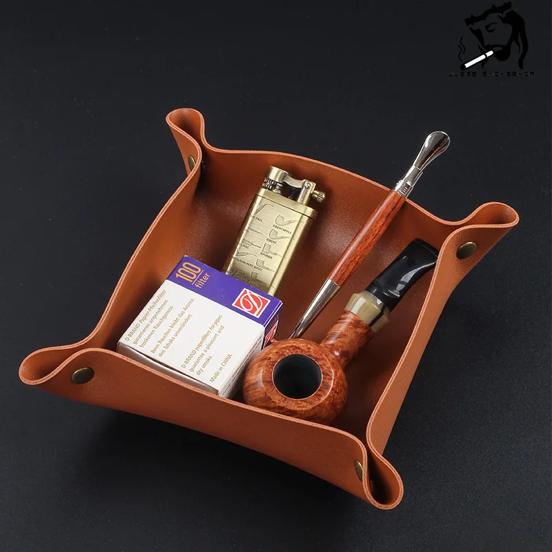 JUSES' S Ins Leather Tobacco Rolling Tray Foldable Cosmetic Lighter Storage Box for Home Office Decoration Smoking Accessories