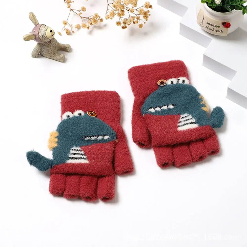 Cartoon Baby Mittens Winter Warm Kids Baby Girl Gloves Knitted Children  Mitten Winter Gloves Kids 4-8Years 4