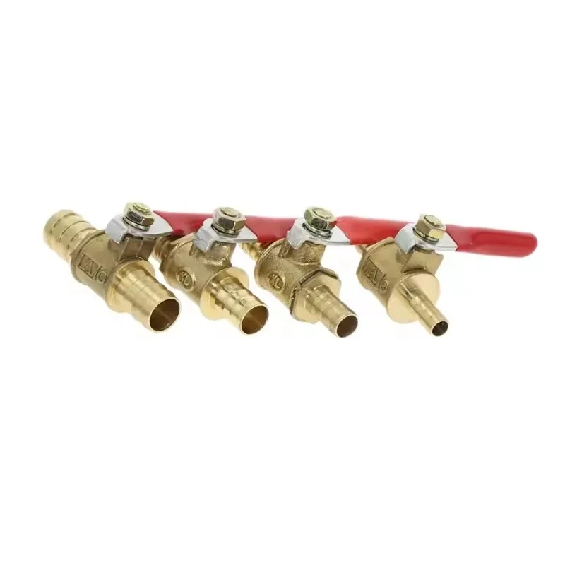 1/4 6mm 8mm 10mm 12mm Ball Faucet Shutoff Ball Valve Hose Barb Inline Water Oil Air Gas Fuel Line Small Brass Valve