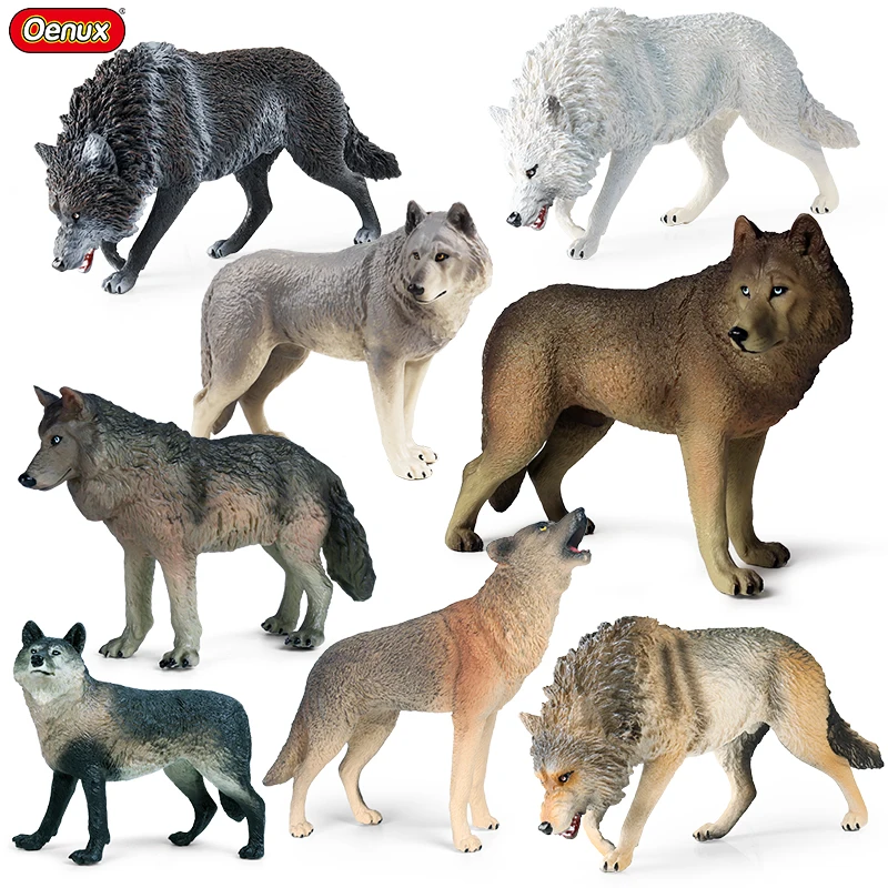 Oenux Großformatige Wilde Tierfiguren Wolf Modelle Actionfiguren Sammlung Massives PVC Hochwertige Heimdekoration Spielzeug Geschenk