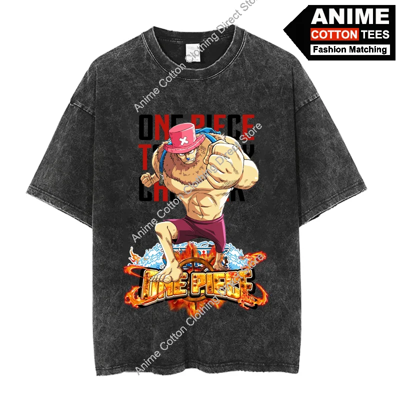 

One Piece Tony Tony Chopper T Shirt Anime Print Clothes y2k Harajuku Street Casual Unisex T-shirt Vintage Cotton Oversized Tees