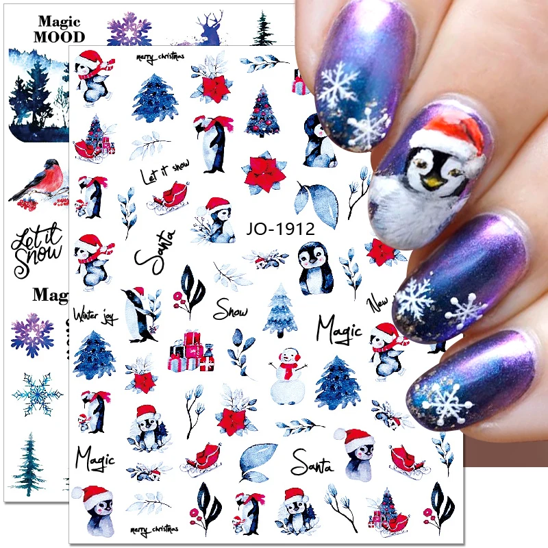 

Christmas Nail Stickers Cartoon Elk Santa Snowflake Beauty Xmas Nail Decals New Year Nail Art Stickers Winter Nail Decorations