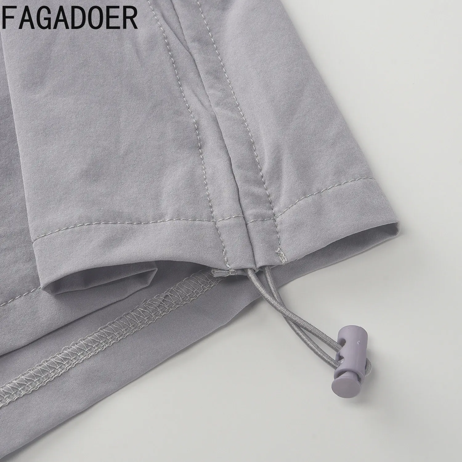 FAGADOER Fashion Drawstring Design Cargo Shorts Women High Waisted Pleated Shorts Casual Solid Color Matching Streetwear Bottoms