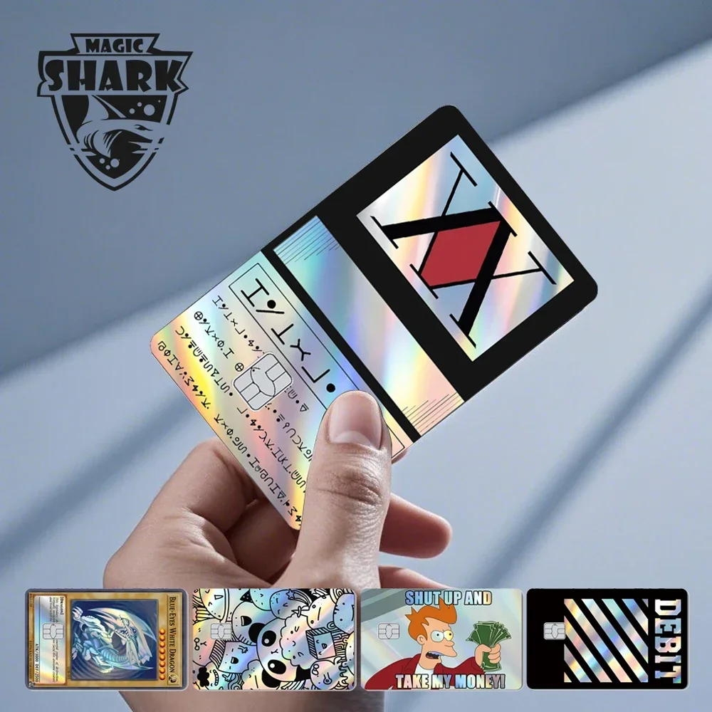 Skull Panda Hunter Blue Dragon Holographic Card Sticker Skin