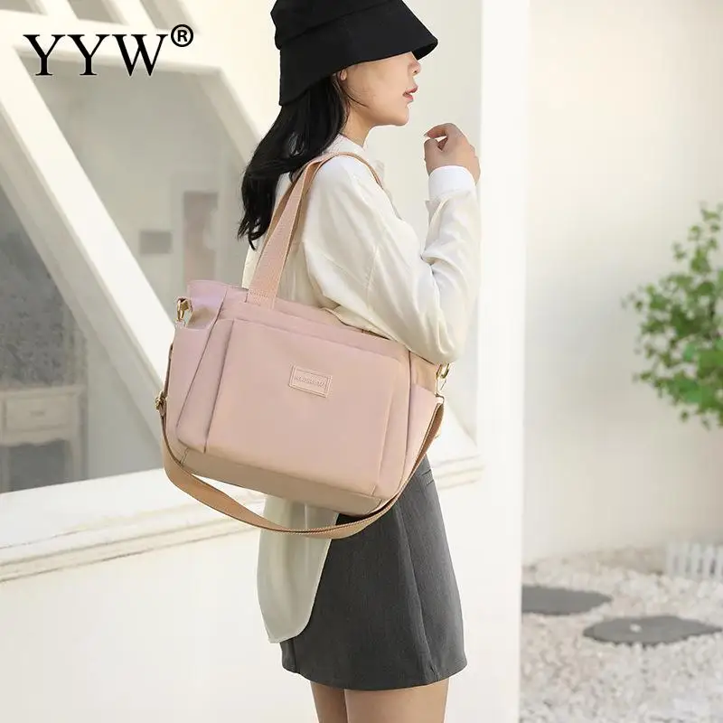 Large Capacity Tote Bags Women's Simple Casual Nylon Fabric Handbag Versatile Waterproof Oxford Single Shoulder Commuting Bag