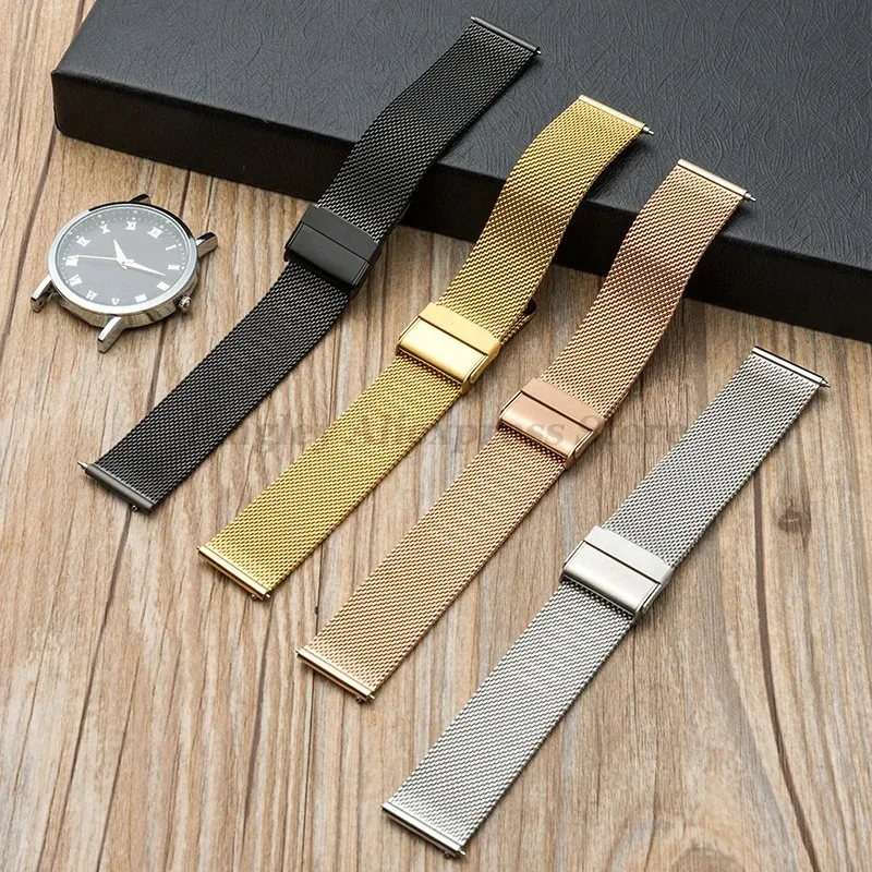 Universal Stainless Steel Mesh Watch Strap – Quick Release Metal Bracelet