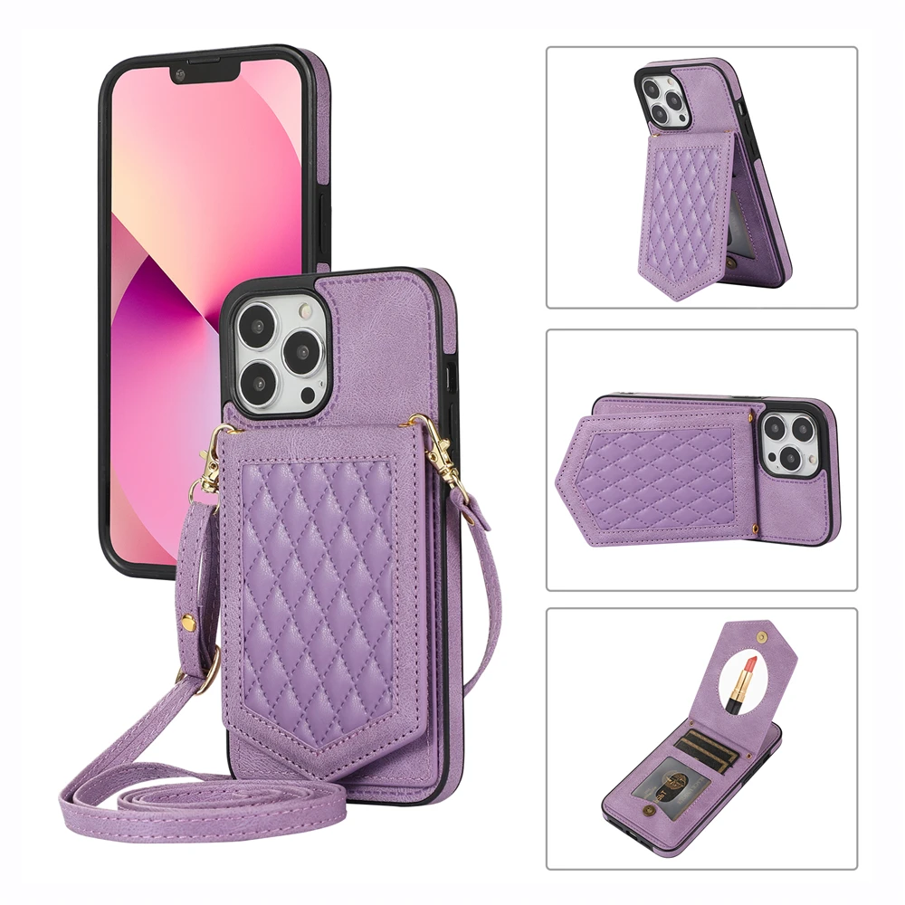 

Кожаный чехол с рчид-блокировкой для iPhone 14, 15 Pro, 11, 12, 13 Pro Max, XR, Xs Max, 8, 7 Plus, SE3, с зеркалом для макияжа, кошелек, держатель для карт