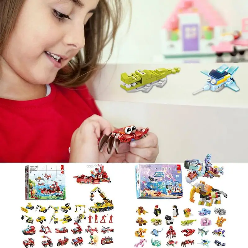 

Advent Calendar 24 Days Sea Animals Car Christmas Countdown Calendar 24 Days Animal Car Building Blocks Advent Calendar For Kids