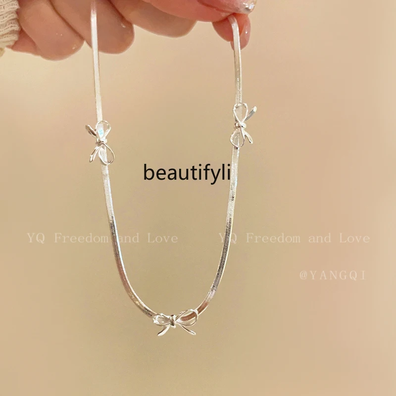 

Bow Snake Bones Chain Women's Simple and Light Luxury High-Grade Clavicle Chain Neck Chain Niche Design Necklace