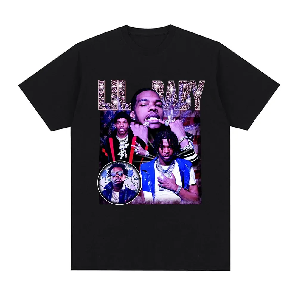 thumbnail image 1 of Camiseta estampada de rapero de hip hop Lil Baby, camiseta vintage de algodón de gran tamaño, manga corta, ropa de calle, camisetas casuales unisex, 1 of 5