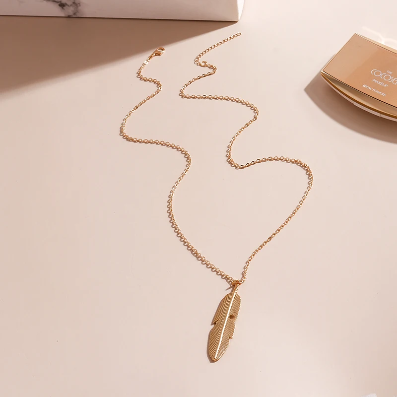 Aihua Mode Hip Hop Große Feder Halskette für Frauen Männer Lange Kette Halskette Geschenke Boho Halskette Collier Geburtstag Geschenke – Detail 9