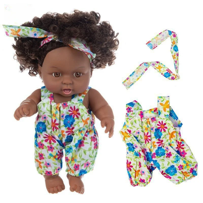 18 In Enamel Reborn Dolls Baby African Black Imitation 4-6 Year - Main Image