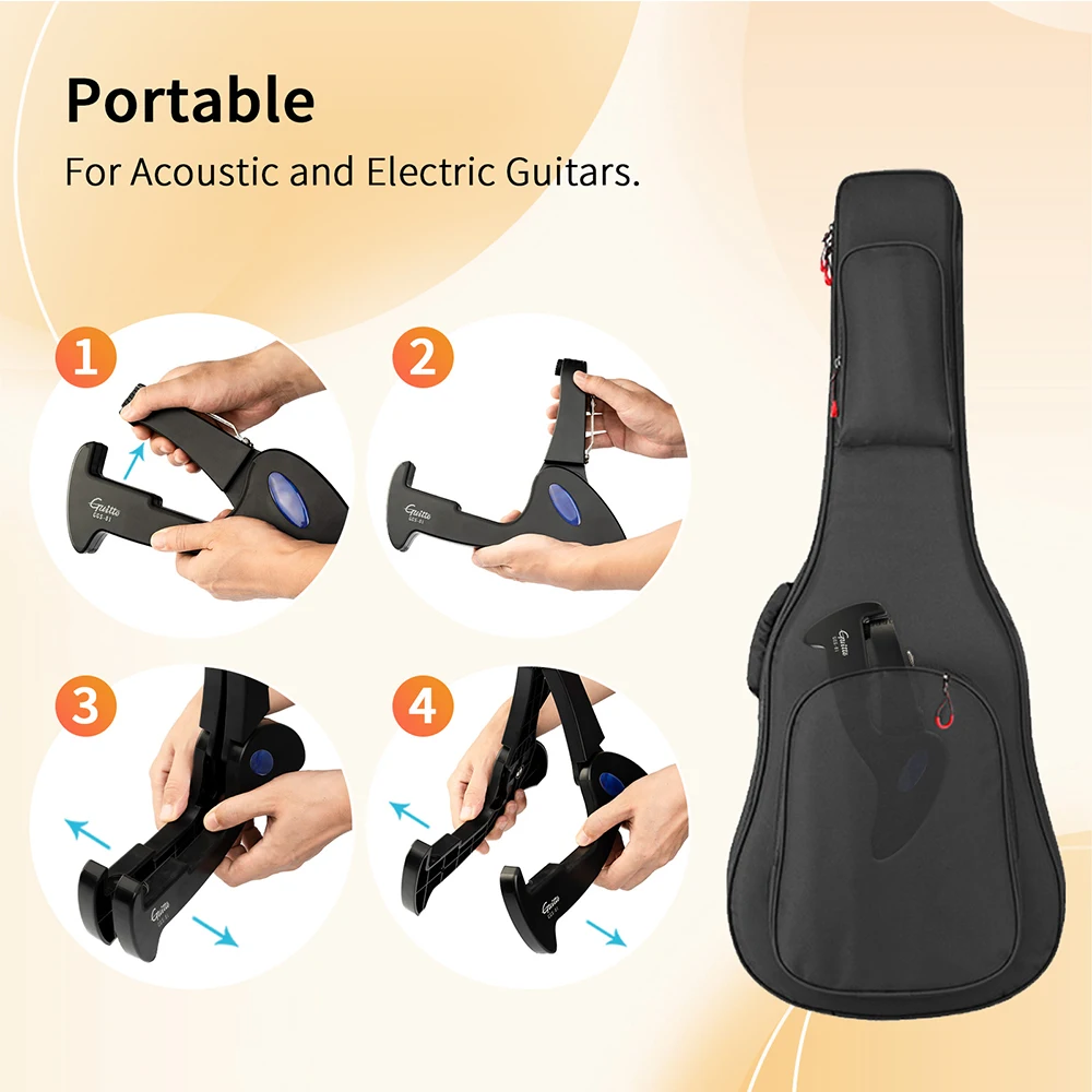Guitto Series GGS-01 Guitar Stand Classic Foldable Anti-Slip & Anti Scratch Trip