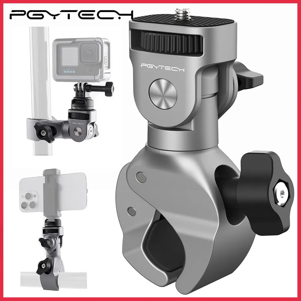 PGYTECH Super Clamp Mount 17 mm auf 37 mm 1/4 Zoll Schraubenadapter für Fahrrad-/Fahrzeugserie Radfahren Action Kamera Smartphones