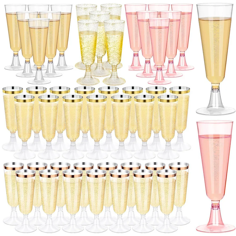 50/25pcs 150ml Disposable Cups Sparkling Champagne Bar Cups Plastic Champagne Flutes Clear Toasting Glasses Weddings Party plastic cups plastic champagne flutes