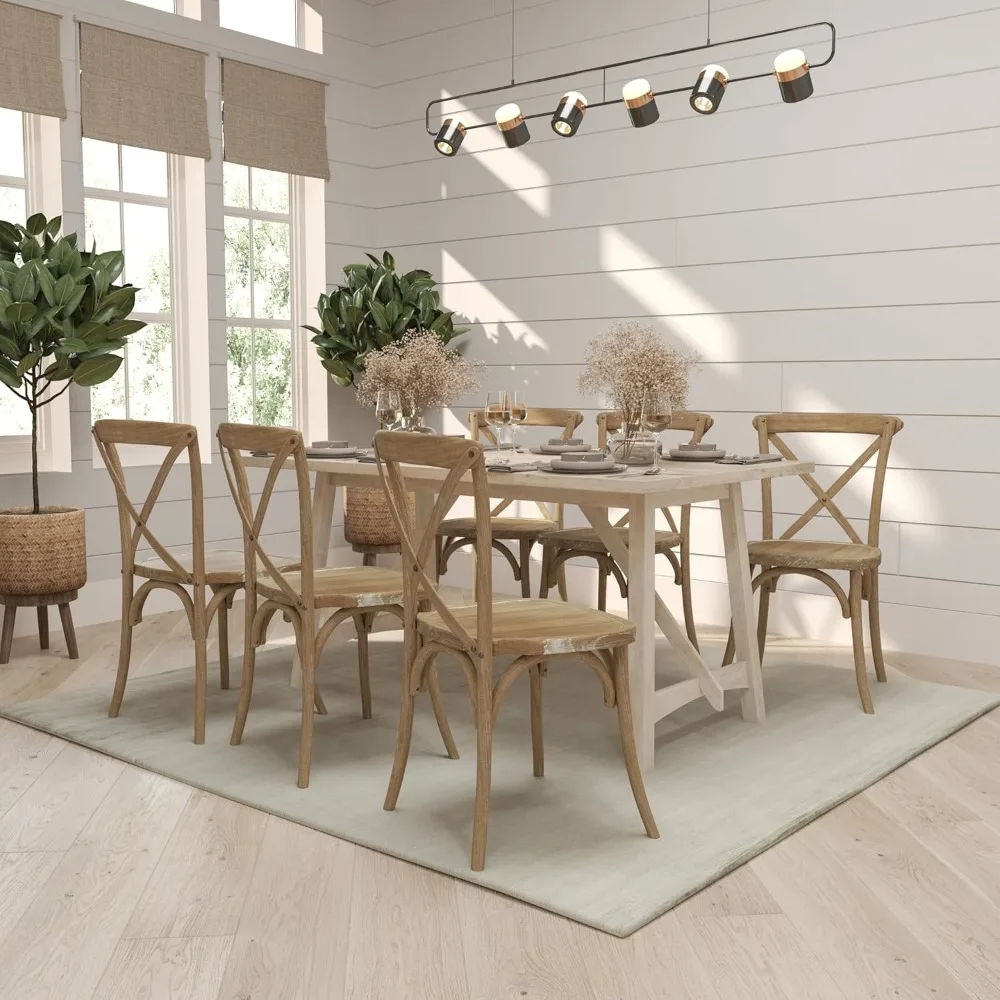 Bardstown Bistro Style Wooden Dining Chair - Medium Natural White Grain - High X-Back 4
