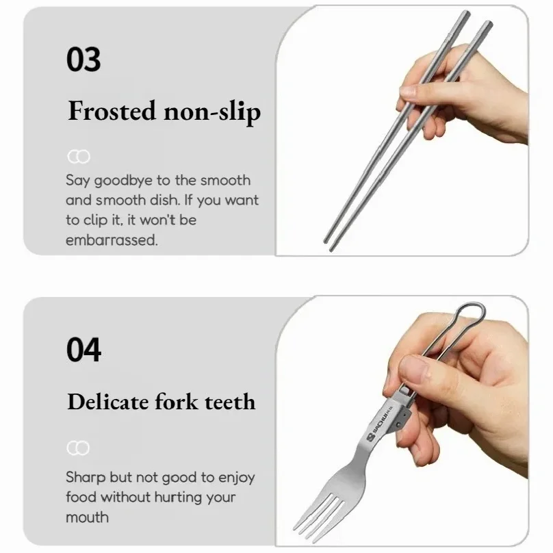 Titanium Folding Camping Cutlery Set 4