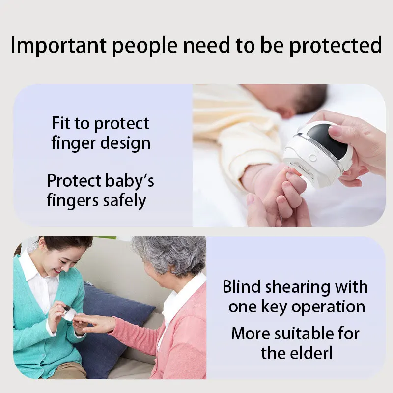 Electric Nail Clipper Automatic Nail Trimmer Safe Rechargeable Fingernail Cutter with Nail File for Kids Portable Manicure Tool