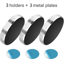 Universal Magnetic Phone Car Holder with Dashboard and Wall Mounting (3PCS Silvery)