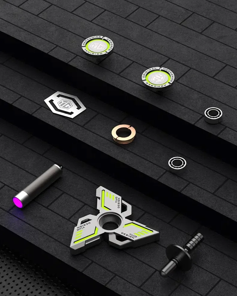Spinners antiestrés EDC luminosos, Spinner de mano de Metal de aleación, giroscopio noctilucente, juguetes para aliviar el estrés para chico adulto, Caballero oscuro