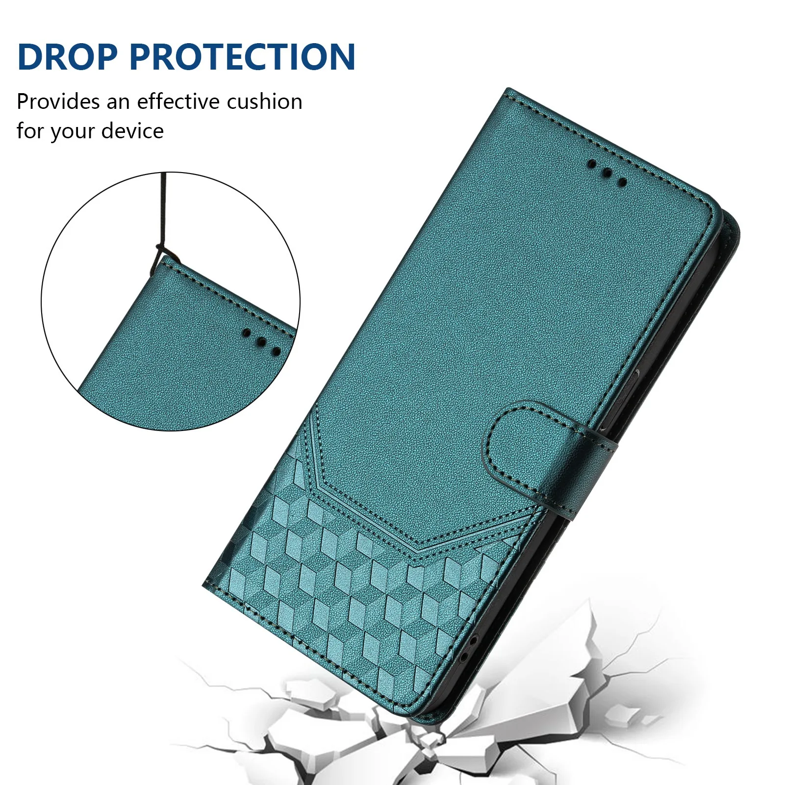 Leather RFID Blocking Wallet Phone Case with Card Slots and Strap