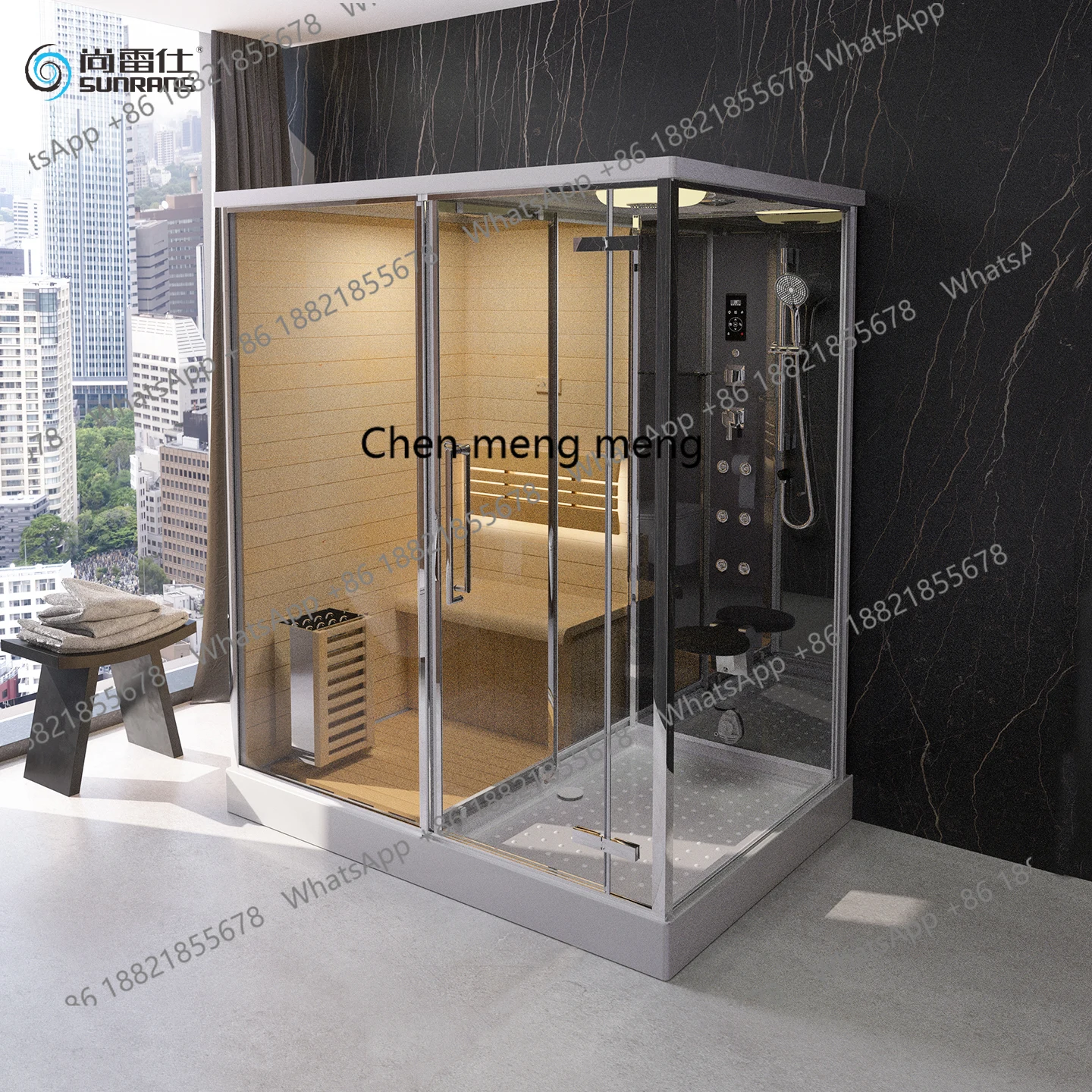 ห้องอาบน้ำแบบครบวงจร ห้องอบไอน้ำแห้ง ห้องซาวน่าในตัว ห้องอบไอน้ำอัจฉริยะ ห้องน้ำแยกส่วนเปียกและแห้ง 1