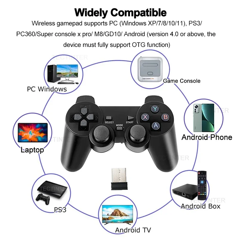Беспроводной геймпад для телефона Android/ПК/PS3/ТВ-приставки 2,4G джойстик игровой контроллер для супер консоли X игровые аксессуары