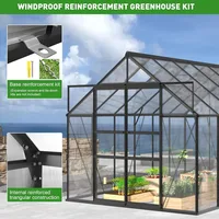 Aluminum Walk-in Greenhouse with 2 Sliding Doors, 2 Vent Windows, and Rain Gutter for Winter Backyard Use, Greenhouses 2