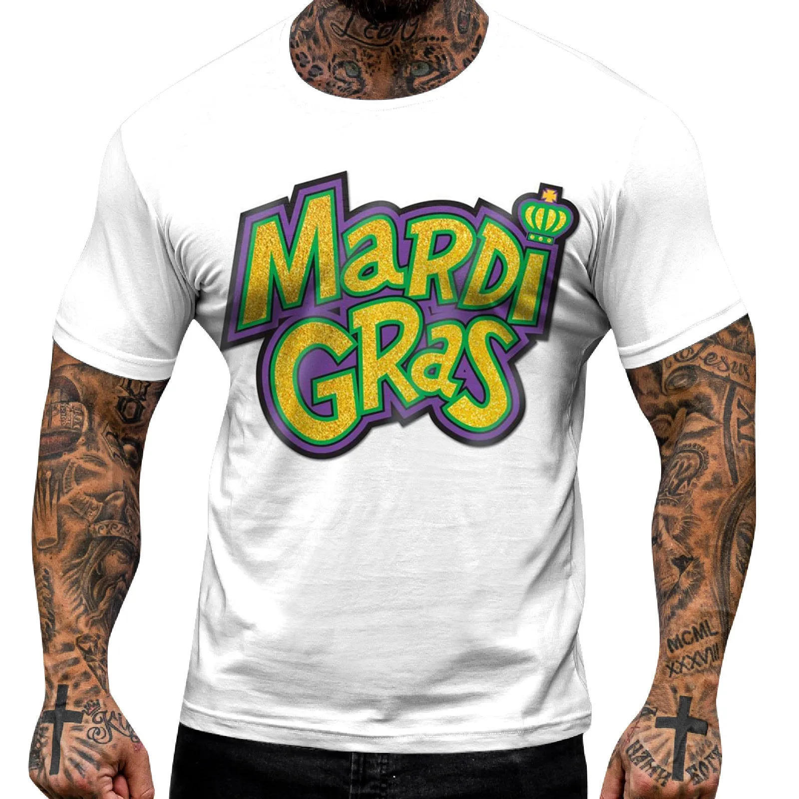 

Mardi Gras Letter Printed Men'S T Shirts Loose Cool Clothing Fashion Trend T-Shirts Casual Summer Oversized Tee Shirt Hombre
