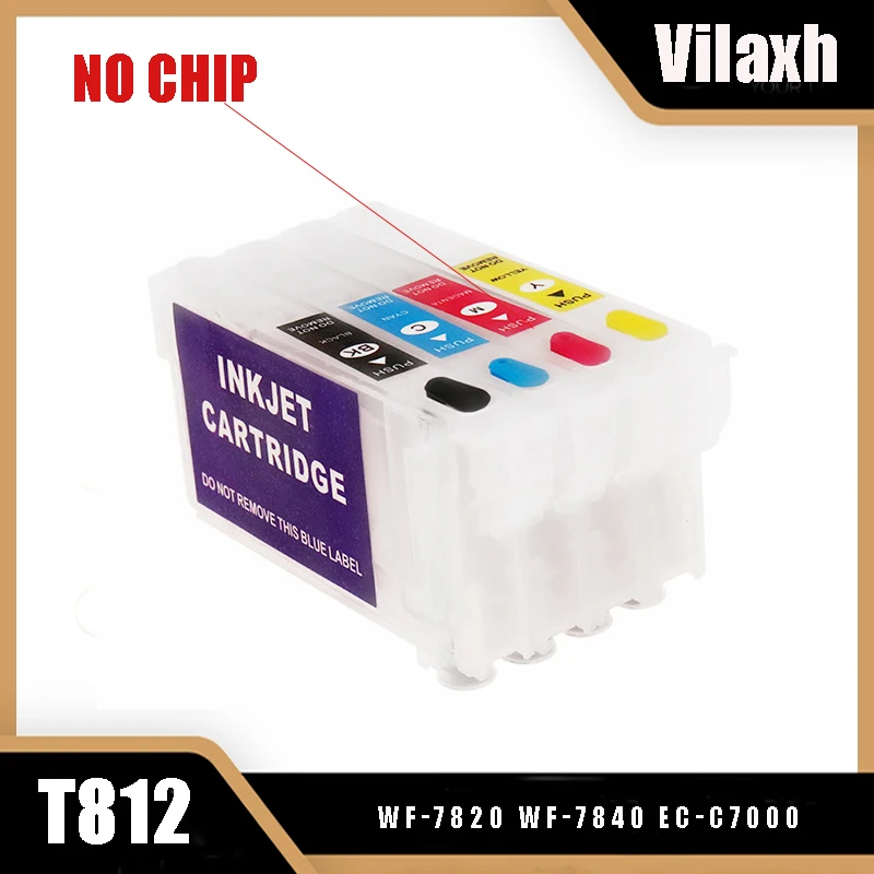 

Многоразовый картридж с чернилами vilaxh T812 T812XL 812 без чипа для Epson