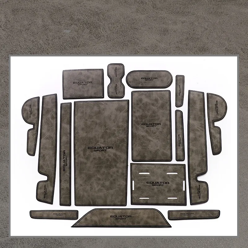 

16pcs Car Leather Door Slot Mat Coaster Anti-skid Mat Storage Mat For Ford Equator Sport 2022 Left hand drive Auto Accessories