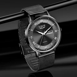 Elegant Rose Gold Ultra - Thin Mesh Quartz Women's Luminous Wristwatch (All black)