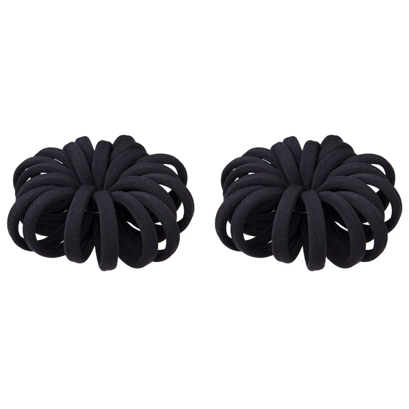 

(40 Thick Black Hair Loops)-Elastic Hair Band, No Crease, Elastic Large Cotton Elastic, No Trace Ponytail Holder