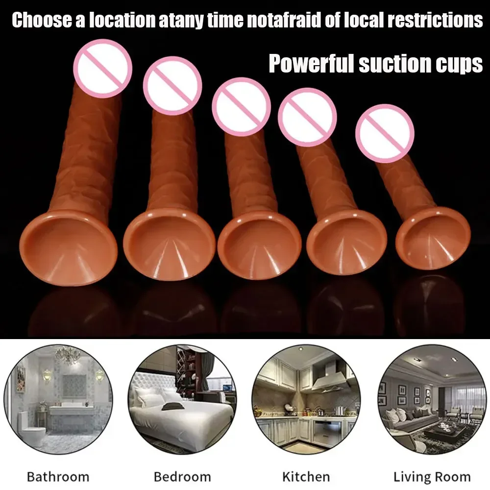 5 Sizes Realistic Dildos Double Silicone Soft Big Penis Powerful Suction Cup for Woman and Man 18+