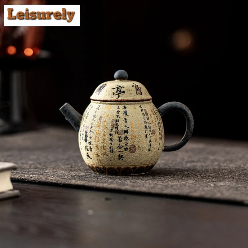 130ml Blue and White Firestone Red Teapot Luxury Tea Infuser Pot Tea Soaking Kettle with Ball Hole Cha Supplies Ornaments craft