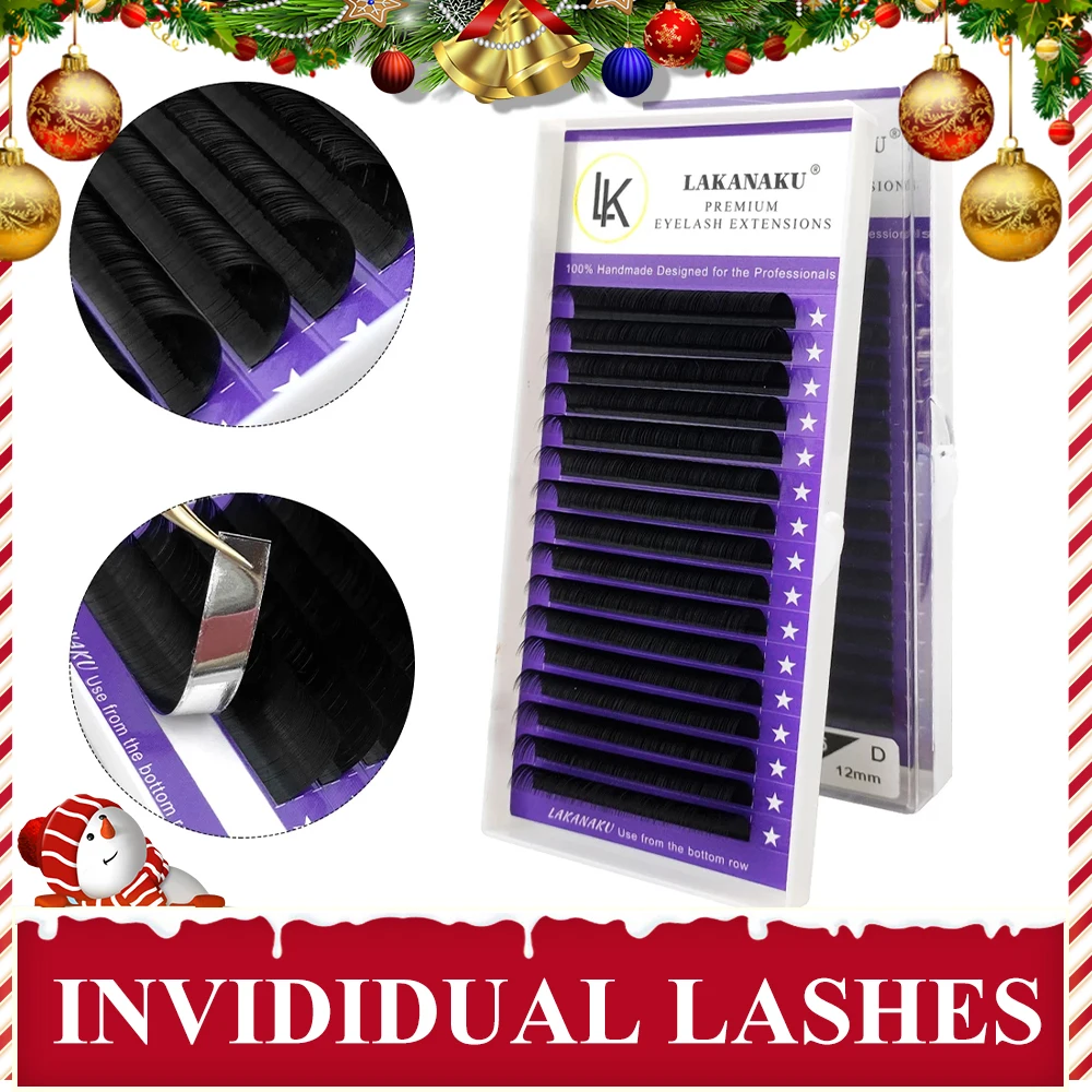 Lakanaku 16rows Classic Individual Lashes Silk Eyelash Extension Mink