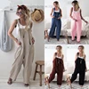 Women s Stylish Relaxed Fit Dungarees Adjustable Strap Sleeveless Jumpsuit Fashionable Wide Leg Retro  Suit 1