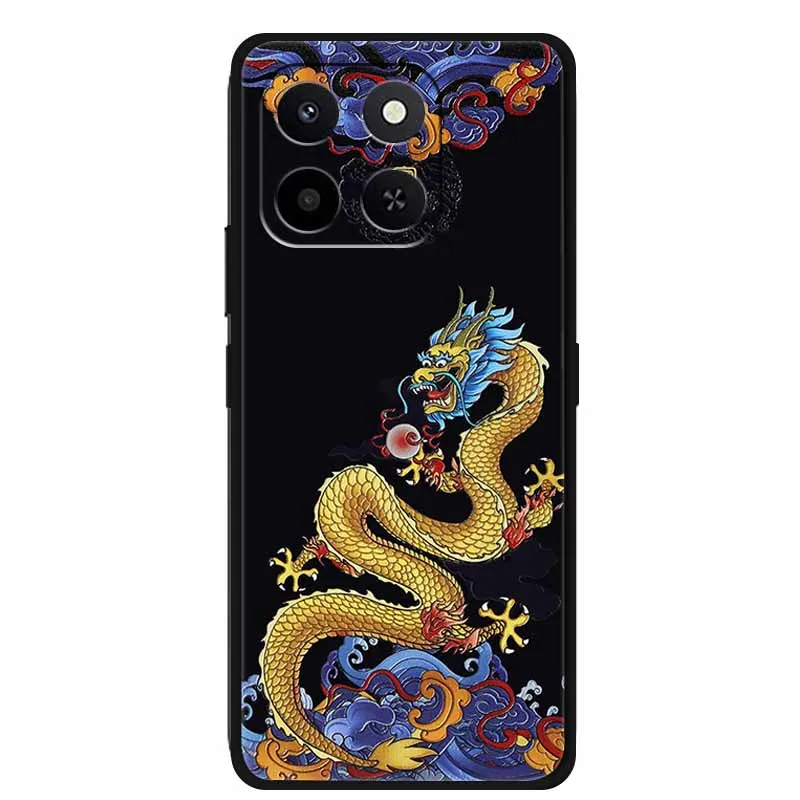 Embossed Floral Black Silicone Soft Back Cover - 3D Protective Case
